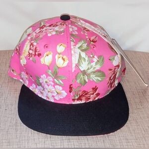Crown Pink Floral Women Premium High Quality Headwear Adjustable Snap Back Cap